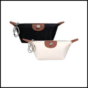 Small Nylon Coin Purse with Zipper Keychain Bag Organizer 2-Piece Set